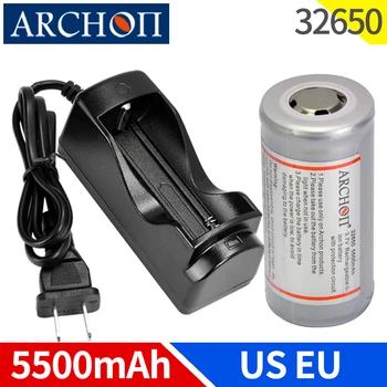 ARCHON originalus 5500mAh 3.7 v 32650 ličio baterija Įkraunama baterija ES MUMS plug 32650 baterijos įkroviklis, originali žibintuvėlis baterija