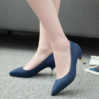 ASILETO prekės Džinsinio Moterų Siurbliai, bateliai, Aukštakulniai Smailianosiai kojų džinsus batai Šalies Ponia Siurbliai adatos (Stiletai) sapatos chaussures S304