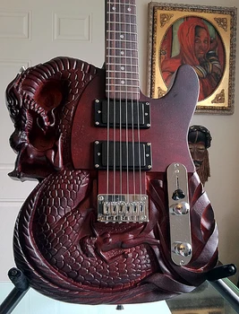 ATL Raižyti Dragon Slayer Stiliaus elektrine Gitara, Su Raudonmedžio Kūno Raudonmedžio Fingerboard 22 Nervintis