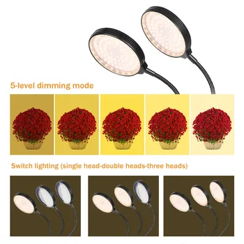 Augalų Auginimo Šviesos diodų (LED) 5 Pritemdomi Lygiai 360 Laipsnių Reguliuojamas Visą Spektrą Augalų Šviesos Įrašą Augti Lempos Kambarinių Augalų