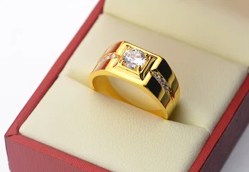 Aukso Amžinybę, papuošalai, Vyrų Dalyvavimas aukso užpildytas žiedas 1ct Akmens 5A Cirkonis Birthstone Vestuvių Juostoje Žiedas vyrams Didmeninėmis