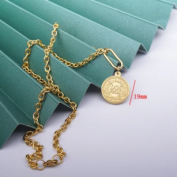 Aukso/Sidabro Spalvos Nerūdijančio Plieno Monetos Karoliai Pareiškimą Karoliai Metalo Dos Pesas Monetos Medallion Choker Perjungti Collier