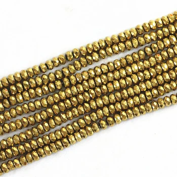 Aukso spalvos Geležies rūdos hematitas akmens 2x4mm 4x6mm 5x8mm 6x10mm abacus briaunotas prarasti karoliukai 
