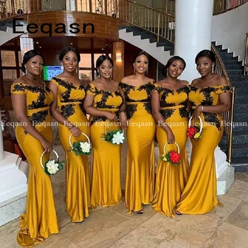 Aukso Undinė Bridesmaid Dresses Ilga Suknelė Vestuves 2020 M. Afrikos Moteris Skraiste Demoiselle D ' honneur Vestuvių Suknelė Svečias