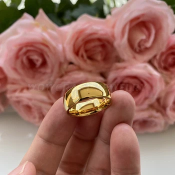 Aukso Volframo Karbido Žiedas Vyrai Moterų Vestuvių Juostoje Sužadėtuvių Žiedai Poliruoti Kupolo Formos Comfort Fit Viduje Graviravimo Nemokamai