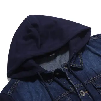 Aukštos kokybės 2018 m. Pavasarį, Rudenį Vyrai džinsinio audinio gobtuvu striukės atsitiktinis derliaus senų vyriškų viršutinių drabužių siuvimas mens mados drabužiai, džinsai, paltai