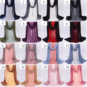 Aukštos Kokybės Minkštas Šalikas Lengvas, Kvėpuojantis Georgette Skara 2 spalvos toną Ombre Gradientas Šifono Šalikai Hijabs hijab