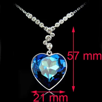 Aukščiausios kokybės AAAA+ cirkonio pakabukai, dovanos mėlyna kristalų širdies pakabukas Necklaceweater grandines bižuterijos dropshipping