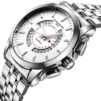 Autentiškas High-end Kalendorių Žiūrėti Vyrų Laikrodis Watchband Nerūdijančio Plieno Laikrodis Ne-Mechaninis atsparumas Vandeniui Kvarciniai Rankiniai Laikrodžiai