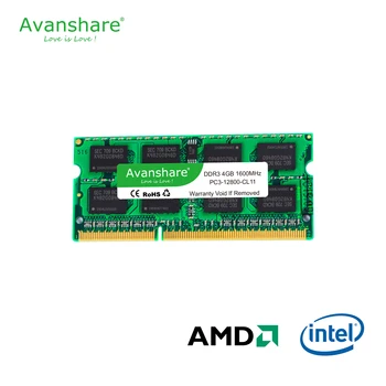 Avanshare Atmintis DDR3 8gb 1,5 V Nešiojamas Kompiuteris 1 600mhz 1333MHz Sodimm Nešiojamojo kompiuterio Ram DDR3L 1.35 V