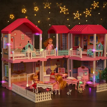 Baby Play House Žaislai Modelis Princesės Pilis Rinkinys Lėlių namelis Modelis Villa House Vaikų Gimtadienio Dovana Mergaitėms