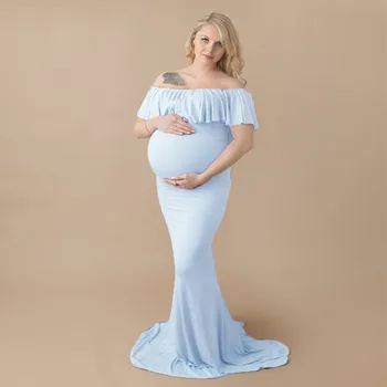 BAHEMAMI Motinystės Dress Motinystės Fotografija Rekvizitai Seksualus Maxi Suknelė Elegantiškas Išgalvotas Nėštumo fotosesiją Moteris Ilga Suknelė