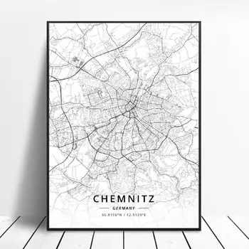 Bairoito Chenmitz Siegen, Halės, Gutersloh Berlynas, Vokietija Drobė Meno Žemėlapį Plakatas