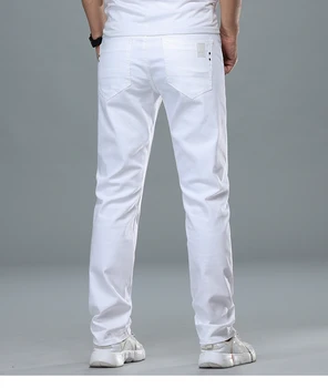 Baltieji Vyrai Džinsai Tiesūs Klasikiniai Minkštos Medvilnės Džinsinio Audinio Kelnės Slim Stretch Vyriškos Laisvalaikio Kelnės Hombre Homme Kokybės Streetwear