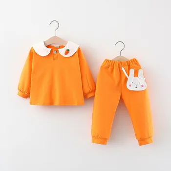 Bamblys Kūdikių, mergaičių drabužiai nustatyti Mergina Rudenį Mados kostiumą-Kelnės + Marškiniai 2 vnt Vaikas, komplektai, Vaikams, Mergaitė 3 4 metų Kostiumas