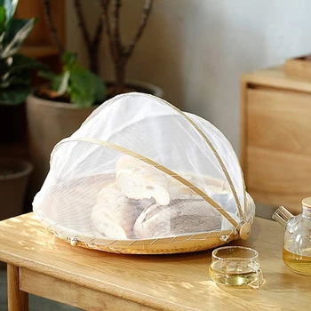 Bambuko Iškylą Maisto patiekimo Krepšelį Stabdžių Musių Vabzdžių Ju Padengti, Duonos, Vaisių Dėklas apsauga nuo dulkių krepšelis, ju patiekalas padengti cocina