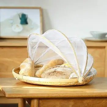 Bambuko Iškylą Maisto patiekimo Krepšelį Stabdžių Musių Vabzdžių Ju Padengti, Duonos, Vaisių Dėklas apsauga nuo dulkių krepšelis, ju patiekalas padengti cocina