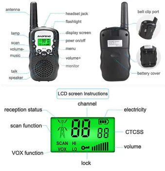 Baofeng BF T3 Walkie Talkie Vaikai 2vnt Comunicador distanza radijo per bambini 100-800M walkie-talkie regalo di natale di complean