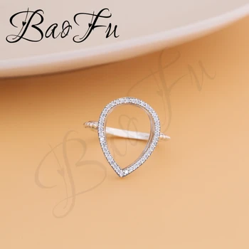 BaoFu Nauja 925 Sterlingas Sidabro Žiedas Putojantis Ašaros Siluetas Populiarus Moterų Vestuvinį Žiedą Dovanų Aukštos Papuošalai