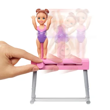 Barbė Gimnastikos Treneris Lėlės & Playset su autobusu Barbie Lėlės Mažos Lėlės ir Balanso Pluošto su slankiuoju Mechanizmu Žaislas FXP39