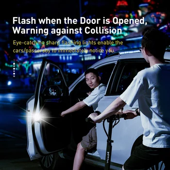 Baseus Automobilių Durų Atidarymo Įspėjamieji Žibintai Vandeniui 6 LED Žibintai Saugos Auto Atidaryti Lipdukas Saugos Mirksi Perspėti, Šviesos, Stabdžių Susidūrimo