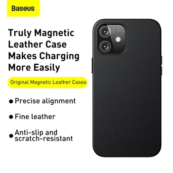 Baseus Magnetinio Odinis dėklas iPhone 12 Pro 12Pro Max Mini atsparus smūgiams Prabanga Galinį Telefono Dangtelį iPhone 12Mini Coque Shell