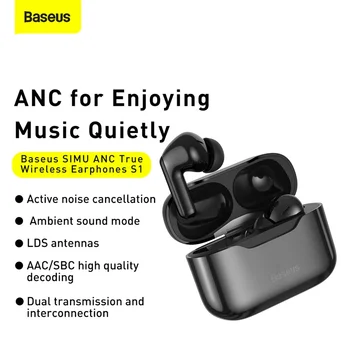 Baseus S1 ANC TWS Bluetooth Ausinės, Stereo Belaidžio 5.1 