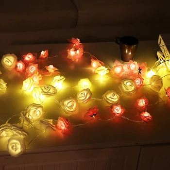 Baterija pink Rose LED String Žibintai, Vestuvių, Gimtadienio Apdailos luminaria kalėdų gimdymo girliandą Guirlande Lumineuse