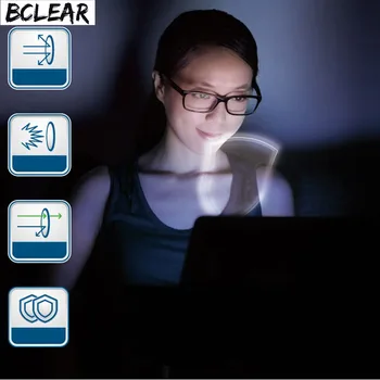 BCLEAR 1.61 lūžio rodiklis kovos su blue ray lęšiai vieno objektyvo matymo Presbyopia mėlyna šviesa akių apsauga kompiuteriniai akiniai