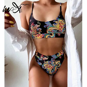 Be-X Aukšto juosmens retro bikini 2020 mujer Seksualus dragon spausdinti maudymosi kostiumėlį moteris bandeau maudymosi kostiumėliai moterims besimaudančių dviejų dalių maudymosi kostiumas