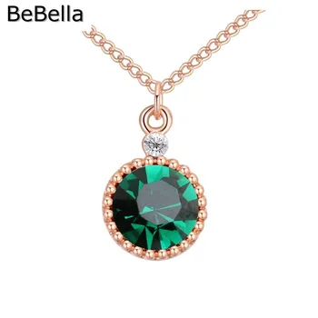 BeBella apvali forma, rožinė aukso pakabukas Krištolo Karoliai Pagaminti su čekijos crystal moterims, dovana