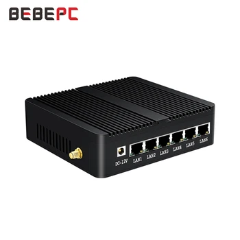 BEBEPC Mini PC 6 1000Mbps LAN Intel Celeron J1900 Quad Core Ventiliatoriaus Windows 10 HDMI WIFI RJ45 COM Pramonės Kompiuteris