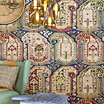Beibehang Bohemijos etninės tapetai miegamajame, gyvenamasis kambarys fono sienos popieriaus ritinį imitacija, plytelių grožio salonas Pietryčių Azijos