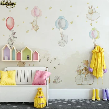 Beibehang pasirinktinę Animaciją mielas gyvūnų balionas tapetų sienos, 3 d 3D foto tapetų vaikų kambario foną namų dekoro