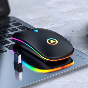 Belaidės Pelės RGB Belaidės Pelės Įkraunamas Kompiuterio Mause Silent Ergonomišką LED Peles USB optinė Apšvietimu Pelės nešiojamas KOMPIUTERIS