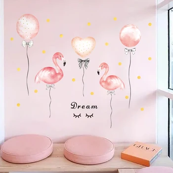 Bendrabutis mergaitė kambarį apdailos flamingo balionas rožinis Sienų Lipdukai šiltas miegamasis namų dekoro 