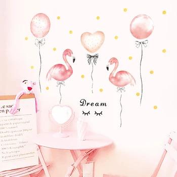 Bendrabutis mergaitė kambarį apdailos flamingo balionas rožinis Sienų Lipdukai šiltas miegamasis namų dekoro 