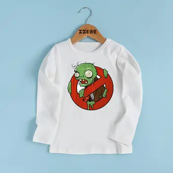 Berniukų/Mergaičių Augalai Vs Zombies Modelis Mados T shirt Baby Atsitiktinis Juokingi marškinėliai Vaikams, Cartoon ilgomis Rankovėmis Drabužius,LKP2404
