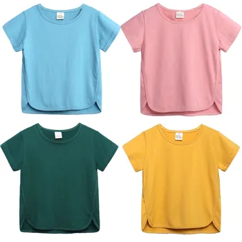 Berniukų, mergaičių kietas marškinėliai išsamiai krašto vaikai trumpomis rankovėmis, medvilnės marškinėliai vaikų vasaros tees kūdikių viršūnes 1-8 metų