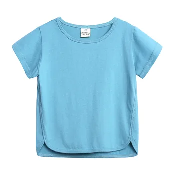 Berniukų, mergaičių kietas marškinėliai išsamiai krašto vaikai trumpomis rankovėmis, medvilnės marškinėliai vaikų vasaros tees kūdikių viršūnes 1-8 metų