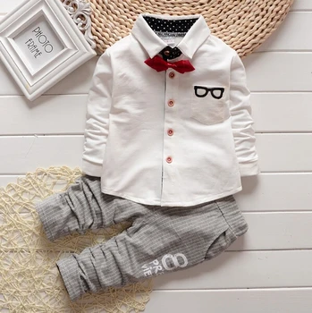 BibiCola 2020 m. Pavasarį, Rudenį, kūdikių berniukų kostiumas nustatyti ilgomis rankovėmis vaikų oficialius marškinėlius+ kelnės drabužių komplektai vaikams 2 gabalas drabužių