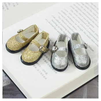 BJD batai 1/6 lėlės batai 4.5 cm bateliai, aukso sidabro spalvos bateliai 1/6 YOSD BB lėlės priedai blingbling