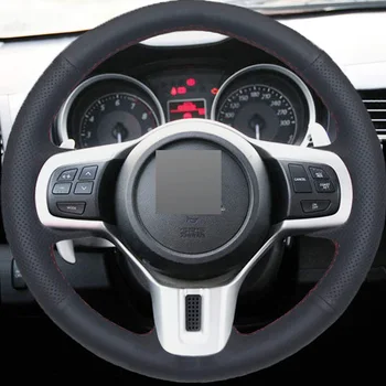 Black PU Dirbtiniais Odos Handsewing Automobilio Vairo Dangtelis Mitsubishi Ulonas 10 EVO Evoliucija