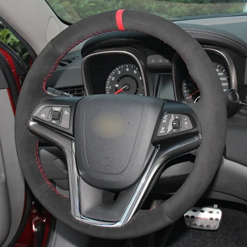 Black Suede Raudonas Žymeklis Automobilio Vairo Dangtelis Chevrolet Malibu 2011-Volt 2011-m.