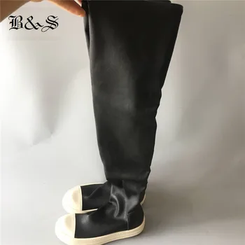 Black& Gatvės Kelio Aukštos Moterų Kojinės, Batai, klasikinio stretch audinys+ odinis Slim Fit žieminiai Batai
