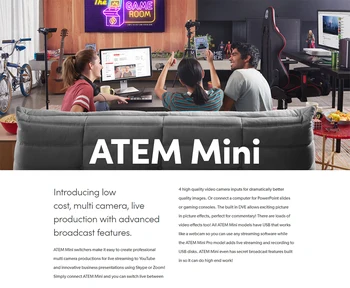 Blackmagic Design HDMI Live Stream Switcher ATEM Mini Pro ATEM Mini Multi-žiūrėti ir Įrašinėti Naujas Funkcijas Mini Pro ISO