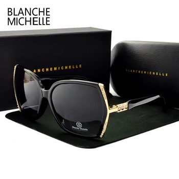 Blanche Michelle Aukštos Kokybės Negabaritinių Poliarizuoti Akiniai nuo saulės Moterims UV400 oculos de sol Gradientas Vairavimo Saulės Akiniai Su dėžute