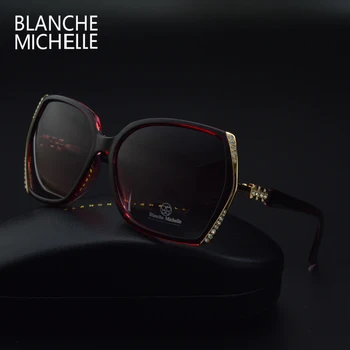Blanche Michelle Aukštos Kokybės Negabaritinių Poliarizuoti Akiniai nuo saulės Moterims UV400 oculos de sol Gradientas Vairavimo Saulės Akiniai Su dėžute
