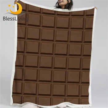 BlessLiving Šokoladas Antklodė Minkšta Juokinga Sherpa Flanelė Vilnos Antklodė Realus Milžinišką Šokoladą Lovos, Sofos manta 150x200cm