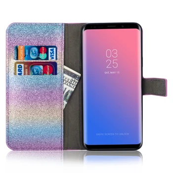 Bling Diamond PU Odos Flip Cover Case For Samsung Galaxy S8 S9 plus S6 S7 krašto Pastaba 8 9 J5 J7 J6 J4 j3 skyrius J8 2018 A6 A8 S5 ES J2
